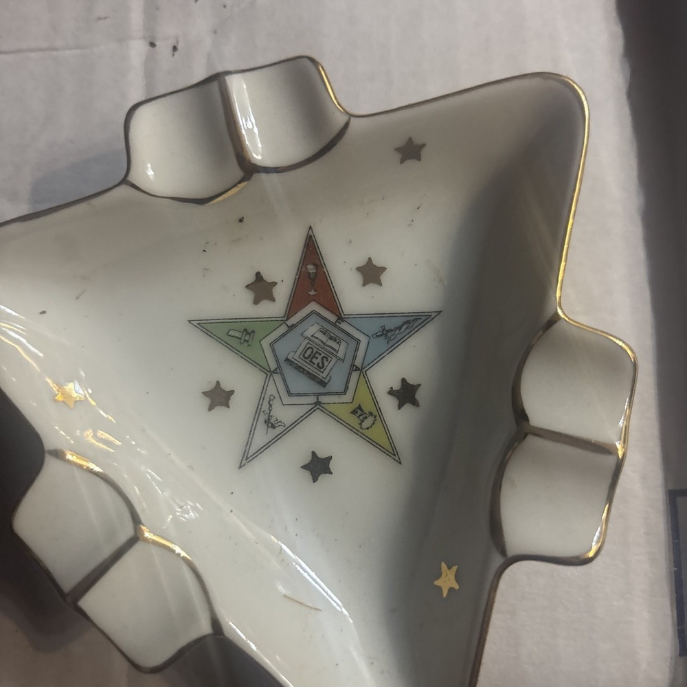 Vintage Masonic Eastern Star OES Freemason Lefton China ASHTRAY #P32 - Picture 2 of 4